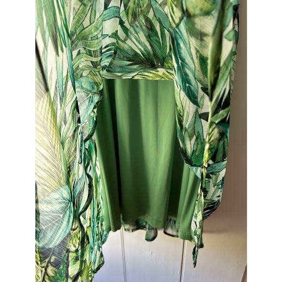 Roz & Ali skirt size small /medium green tropical leaf floral print mid length - Picture 3 of 9